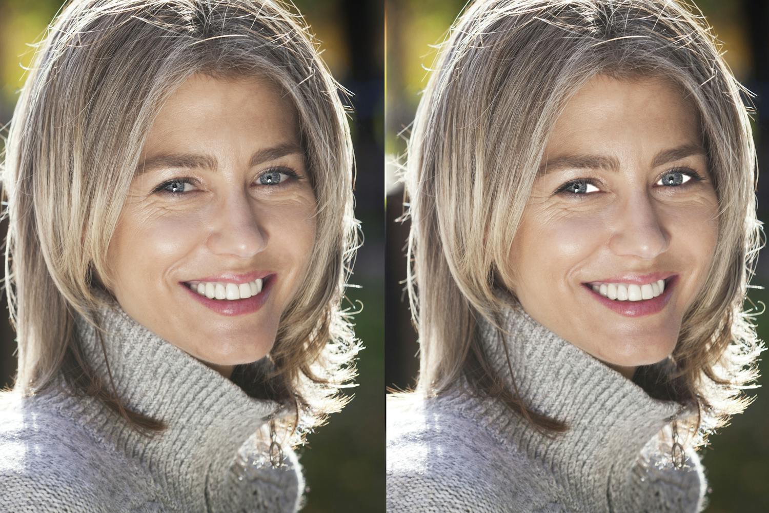 Alldeles för vitt Porträtt med olika korrigeringar av ögonen